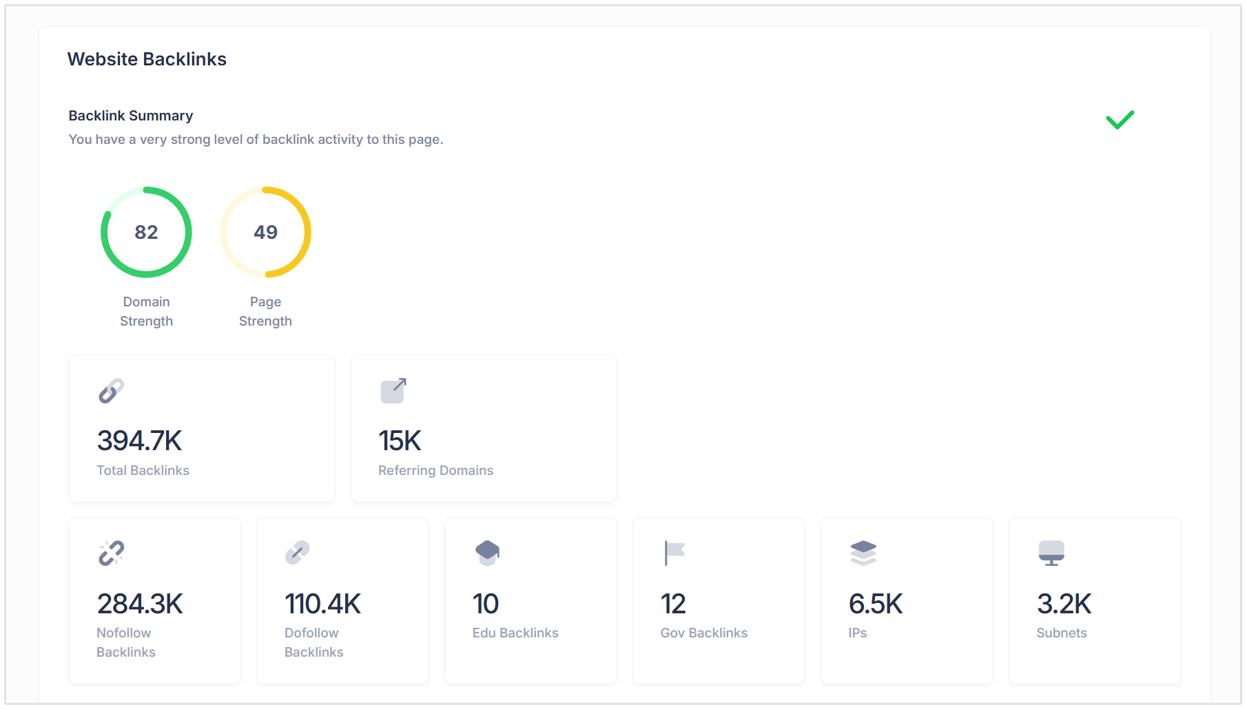 Backlink summary